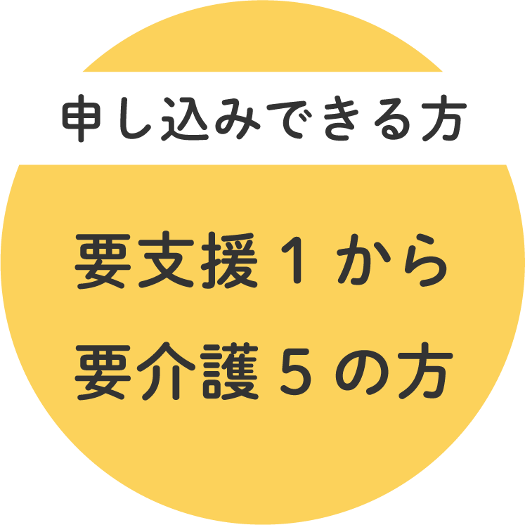 お申し込みできる方：要支援1から要介護5の方